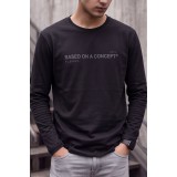 Life Style Butiken Ανδρική Μακρυμάνικη Μπλούζα Slim Fit 100% Βαμβακερή LS10770 ΜΑΥΡΟ 1