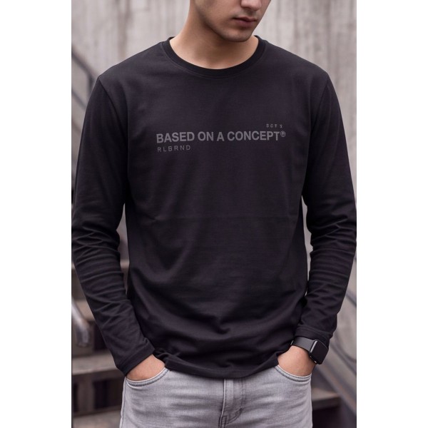 Life Style Butiken Ανδρική Μακρυμάνικη Μπλούζα Slim Fit 100% Βαμβακερή LS10770 ΜΑΥΡΟ