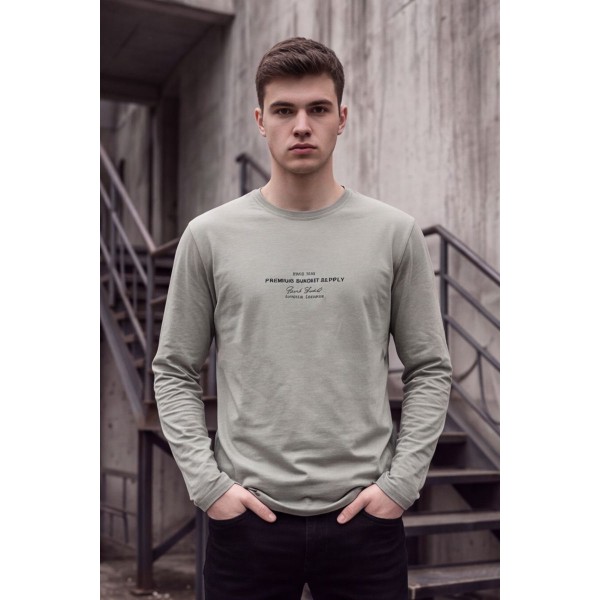 Life Style Butiken Ανδρική Μακρυμάνικη Μπλούζα Slim Fit 100% Βαμβακερή LS10773 ΜΕΝΤΑ