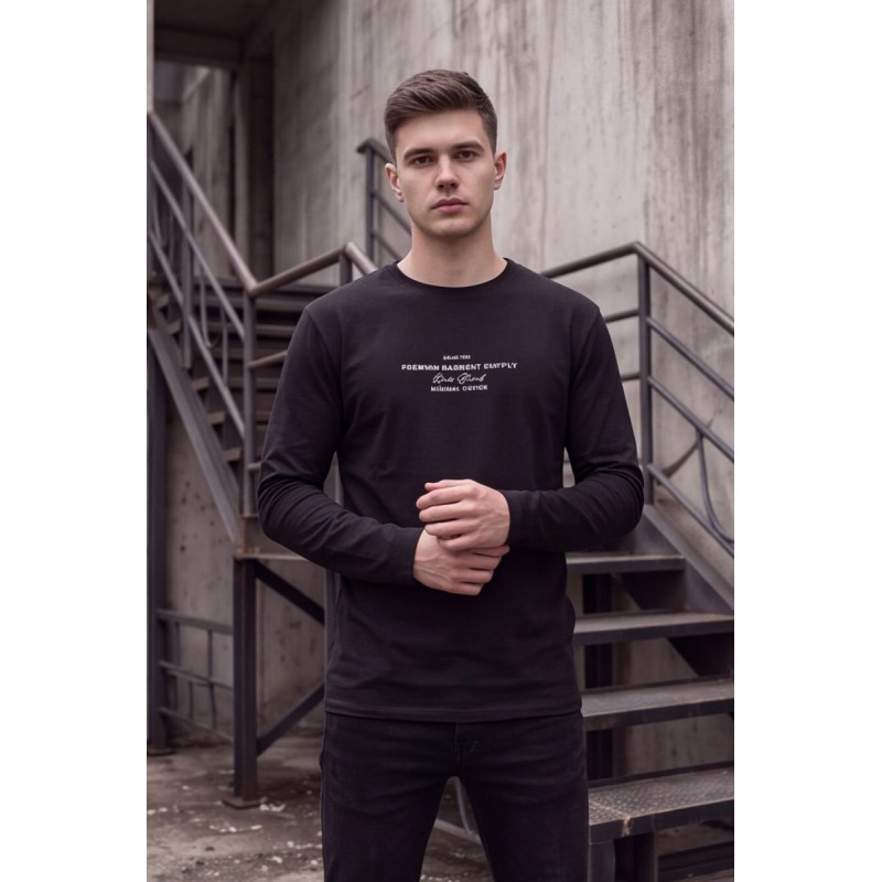 Life Style Butiken Ανδρική Μακρυμάνικη Μπλούζα Slim Fit 100% Βαμβακερή LS10773 ΜΑΥΡΟ Ανδρικά
