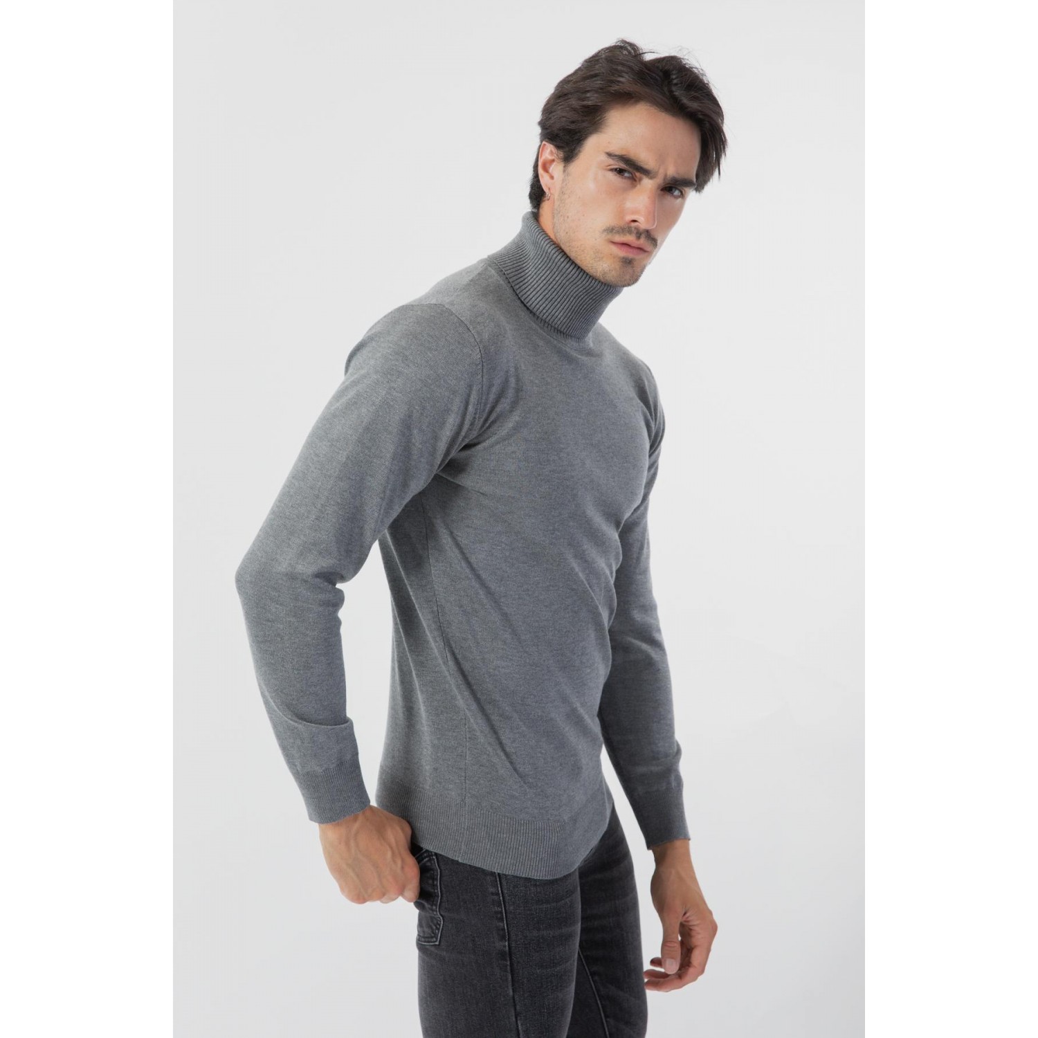 Life Style Butiken Ανδρικό λεπτό πλεκτό ζιβάγκο LS1M003 Γκρι