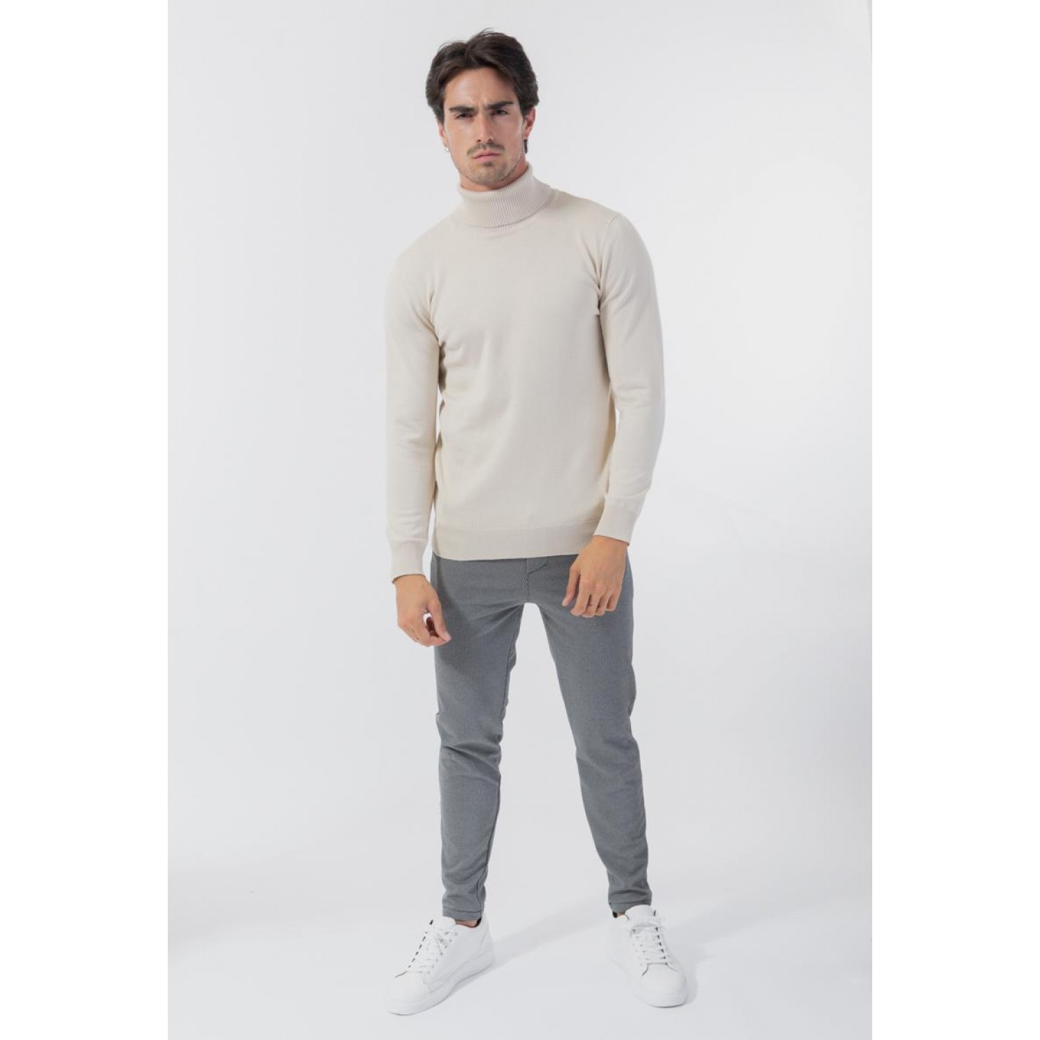 Life Style Butiken Ανδρικό λεπτό πλεκτό ζιβάγκο LS1M003 Μπεζ