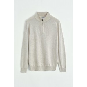 Life Style Butiken Ανδρικό πλεκτό πουλόβερ με φερμουάρ στο λαιμό LS1M606 ΜΠΕΖ