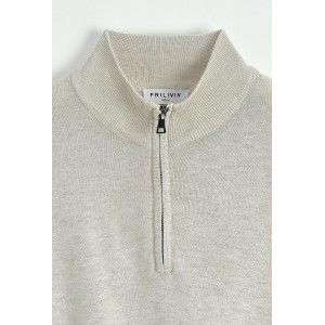 Life Style Butiken Ανδρικό πλεκτό πουλόβερ με φερμουάρ στο λαιμό LS1M606 ΜΠΕΖ