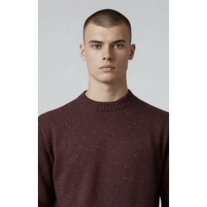 Life Style Butiken Ανδρικό Πουλόβερ Με Στρογγυλή Λαιμόκοψη LS11529 Μπορντό