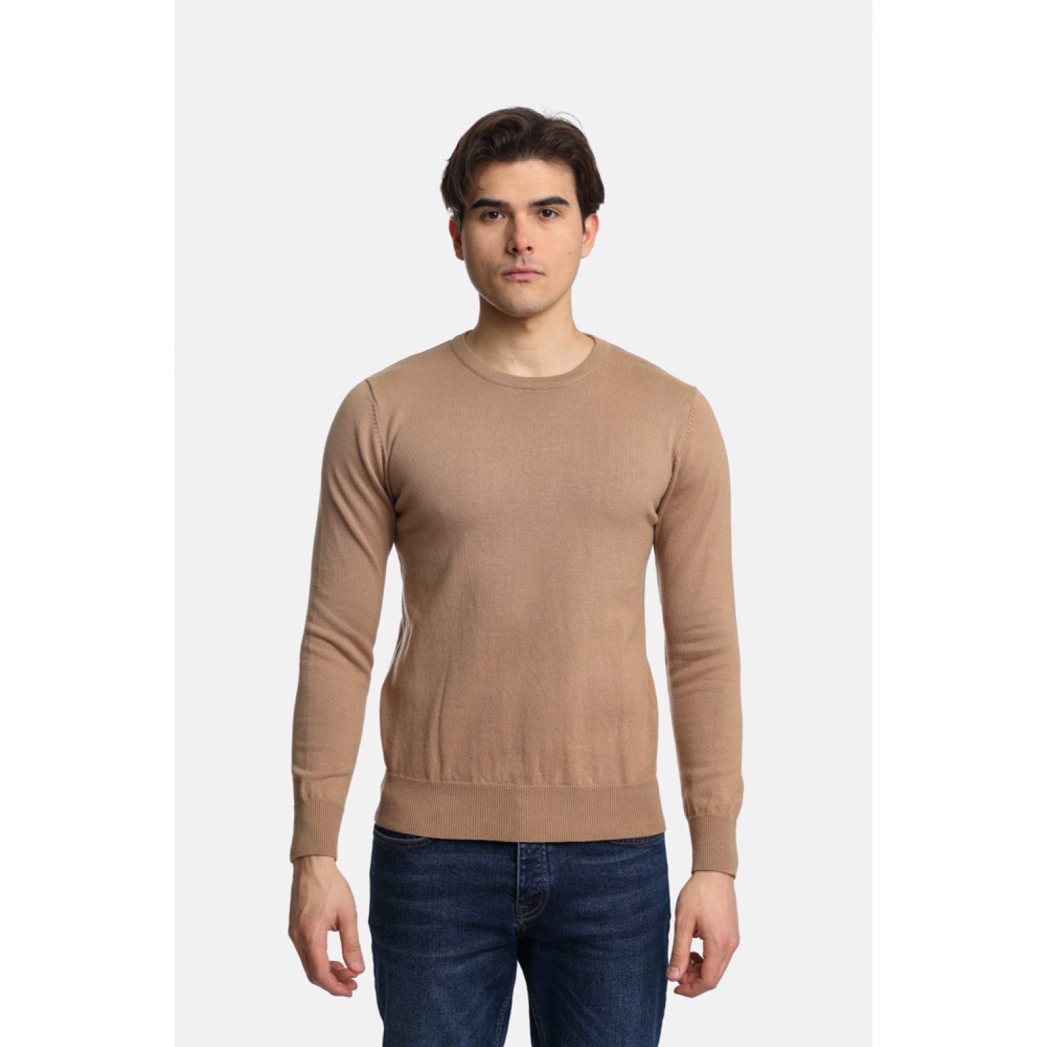 Life Style Butiken Ανδρικό Πουλόβερ Με Στρογγυλή Λαιμόκοψη LS12498001 Beige 