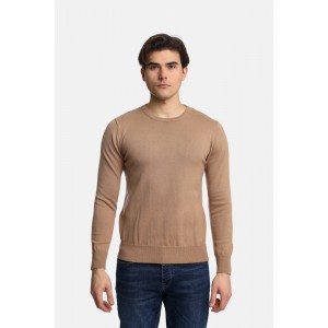 Life Style Butiken Ανδρικό Πουλόβερ Με Στρογγυλή Λαιμόκοψη LS12498001 Beige 