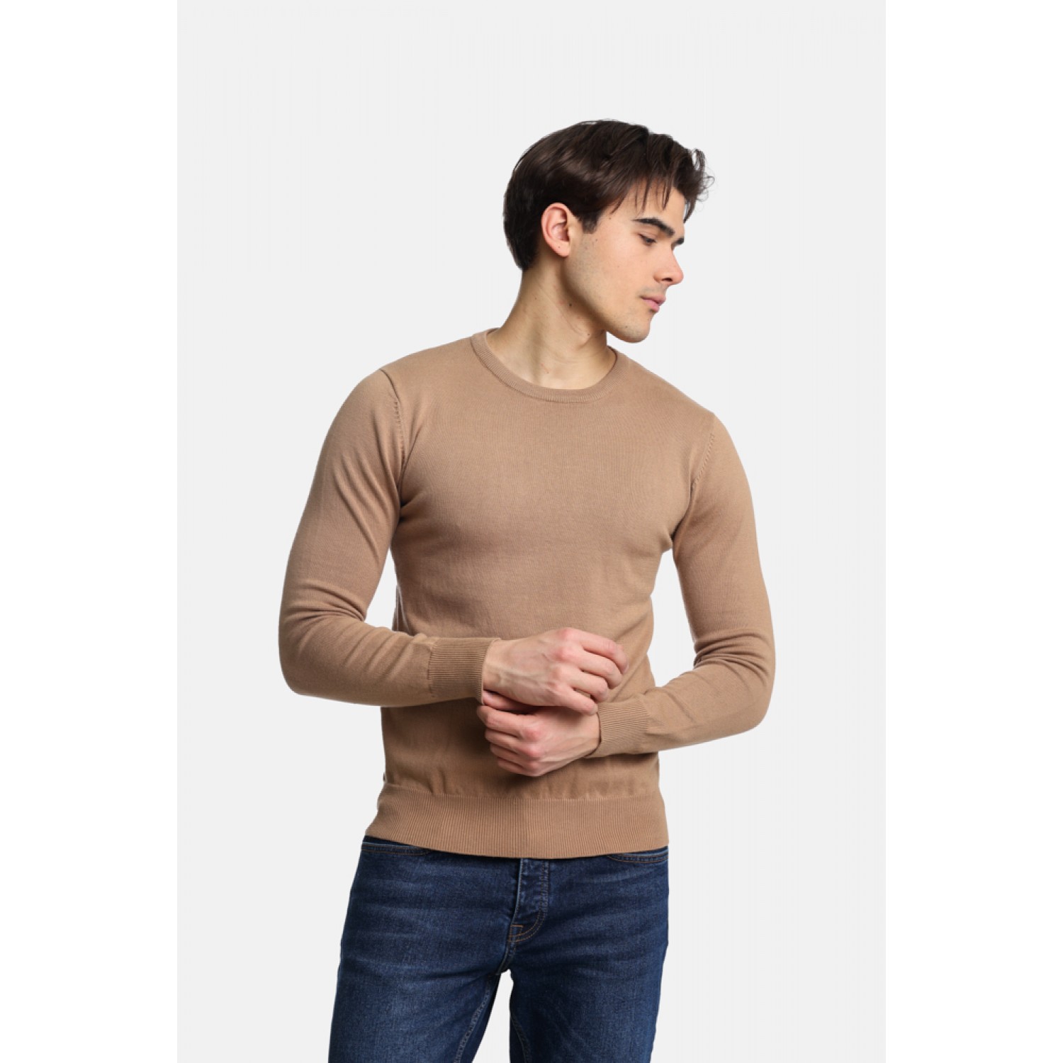 Life Style Butiken Ανδρικό Πουλόβερ Με Στρογγυλή Λαιμόκοψη LS12498001 Beige 