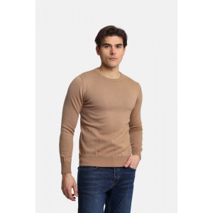 Life Style Butiken Ανδρικό Πουλόβερ Με Στρογγυλή Λαιμόκοψη LS12498001 Beige 