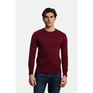Life Style Butiken Ανδρικό Πουλόβερ Με Στρογγυλή Λαιμόκοψη LS12498001 Μπορντό  