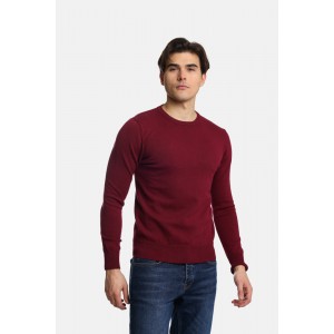 Life Style Butiken Ανδρικό Πουλόβερ Με Στρογγυλή Λαιμόκοψη LS12498001 Μπορντό  