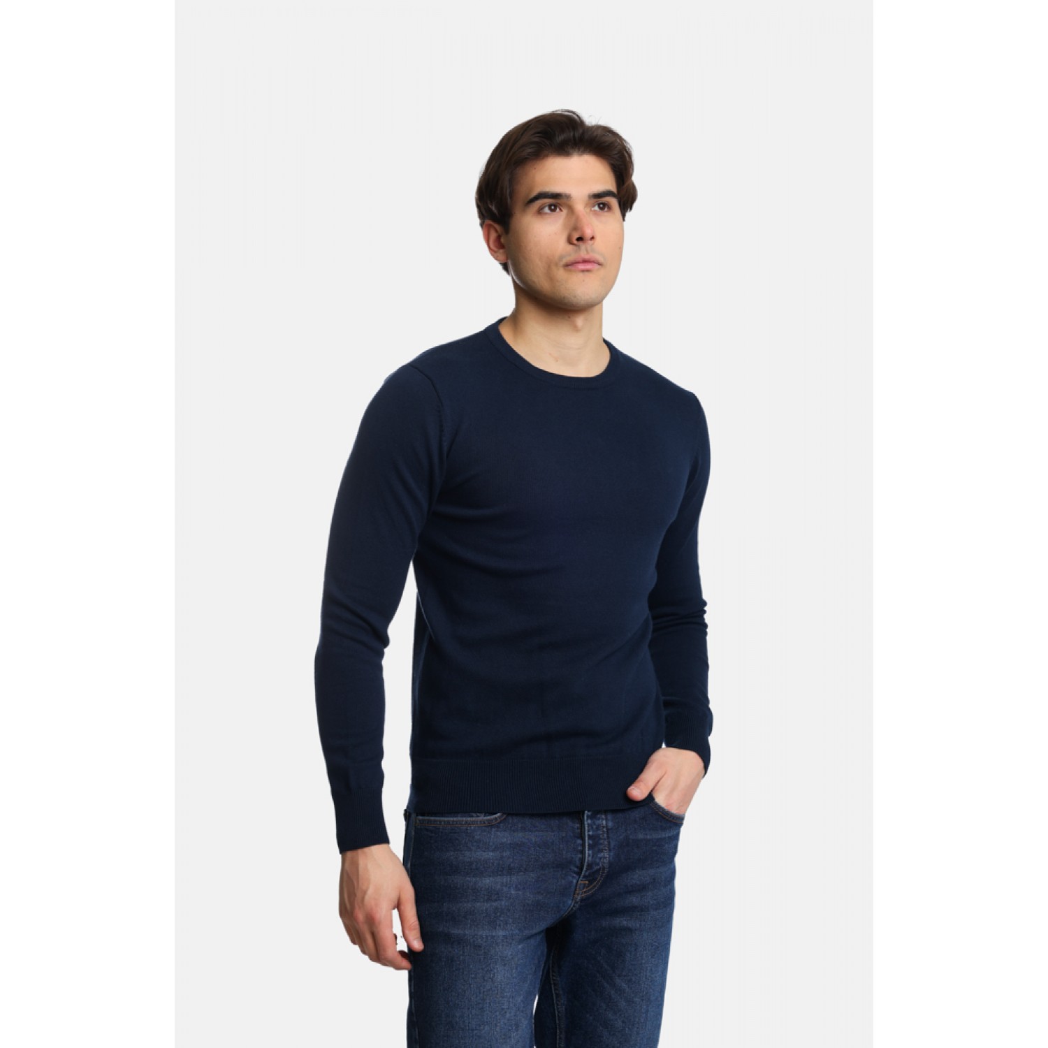 Life Style Butiken Ανδρικό Πουλόβερ Με Στρογγυλή Λαιμόκοψη LS12498001 Navy