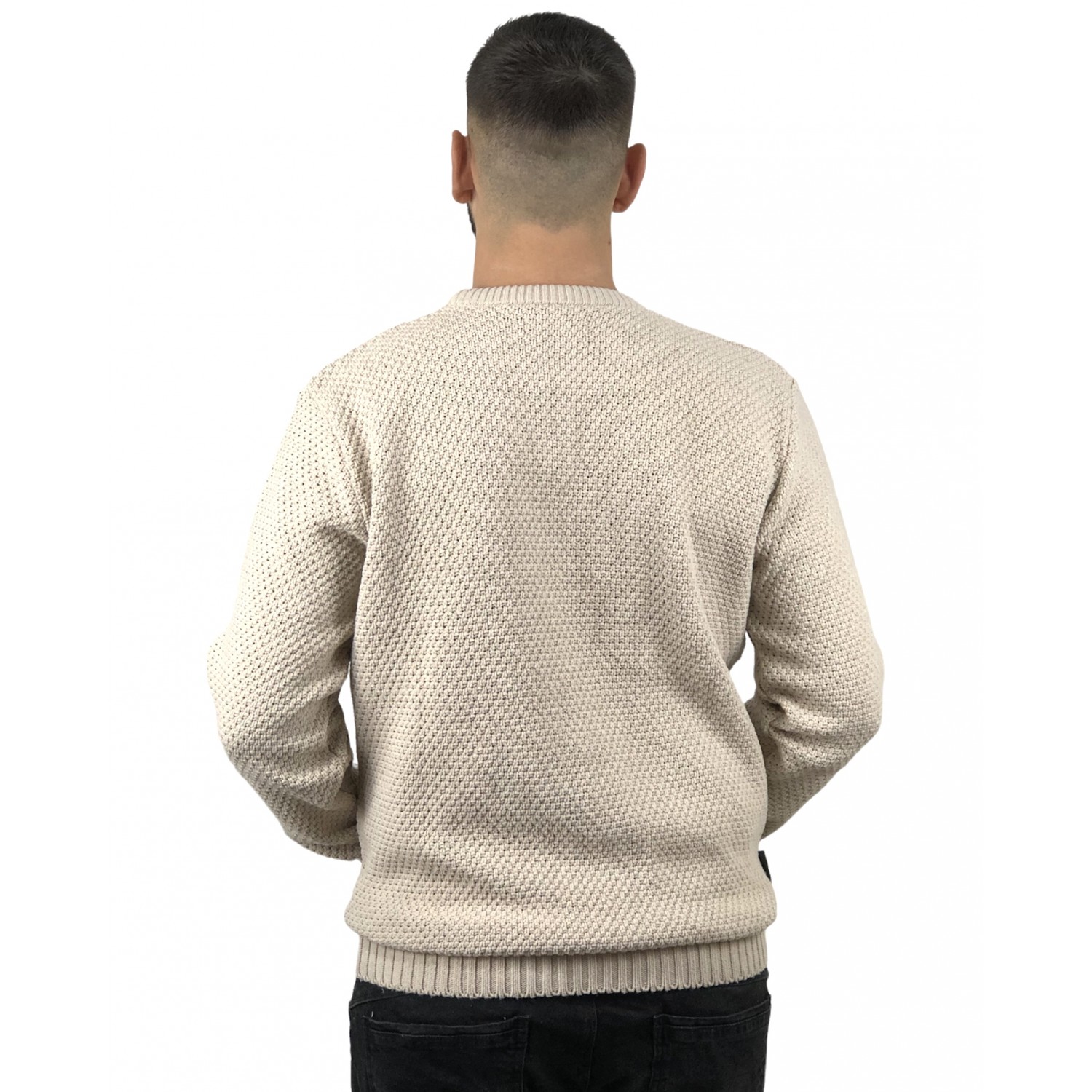 Life Style Butiken Ανδρικό πουλόβερ με λαιμόκοψη 2202 Μπεζ