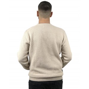 Life Style Butiken Ανδρικό πουλόβερ με λαιμόκοψη 2202 Μπεζ