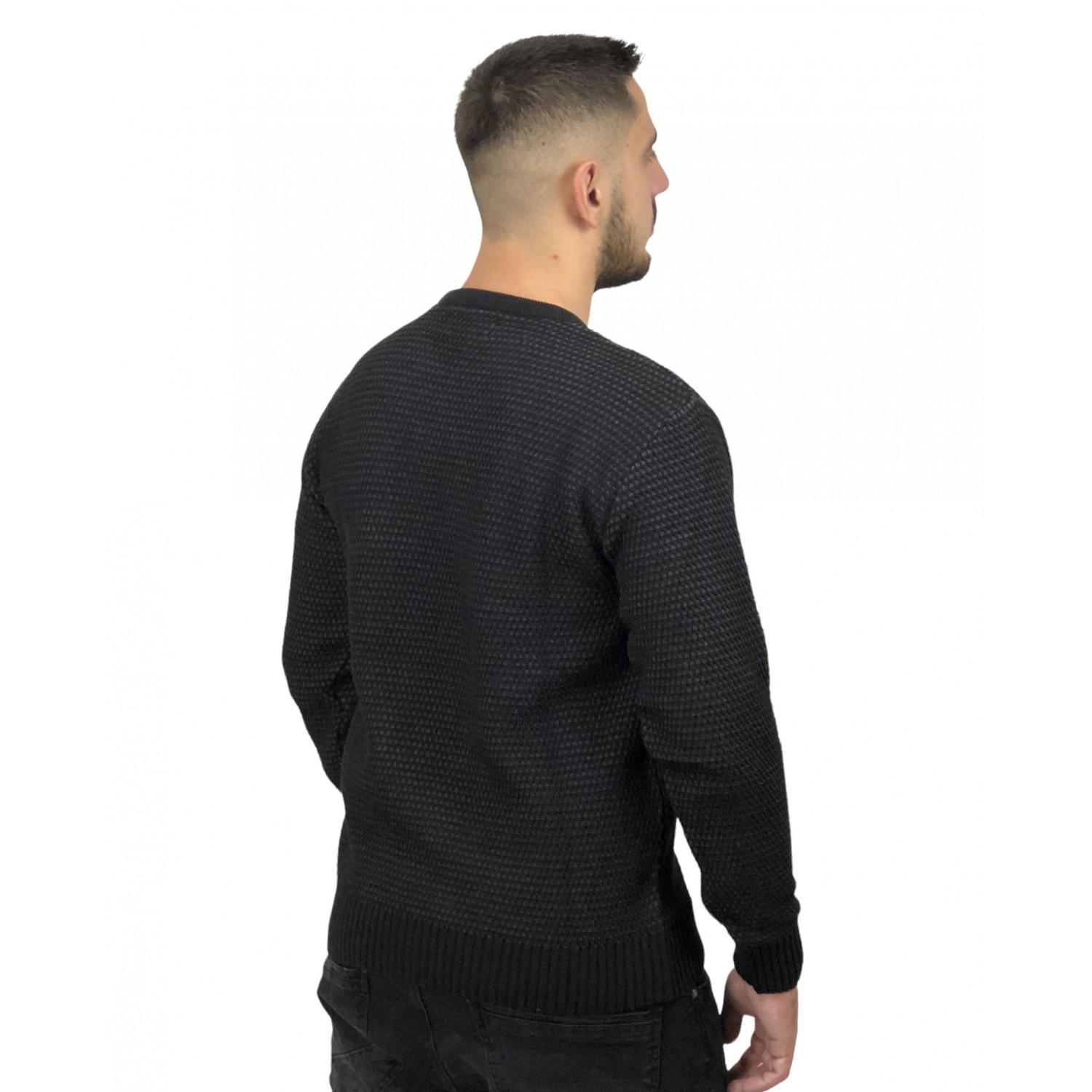 Life Style Butiken Ανδρικό πουλόβερ με λαιμόκοψη 2101 Μαύρο