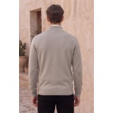 Life Style Butiken Ανδρικό Πλεκτό Half-Zip Πουλόβερ Βαμβακερό με Φερμουάρ LS12683024 Beige 7