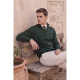Life Style Butiken Ανδρικό Πλεκτό Half-Zip Πουλόβερ Βαμβακερό με Φερμουάρ LS12683024 Κυπαρισσί 2