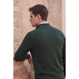 Life Style Butiken Ανδρικό Πλεκτό Half-Zip Πουλόβερ Βαμβακερό με Φερμουάρ LS12683024 Κυπαρισσί 5