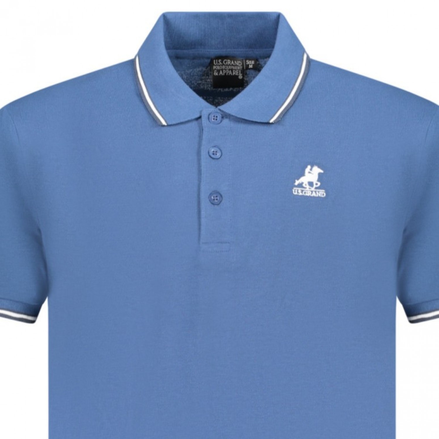 U.S Grand Polo equipment & apparel Ανδρική κοντομάνικη μπλούζα με γιακά  AU02660_NE23NERO Σιέλ