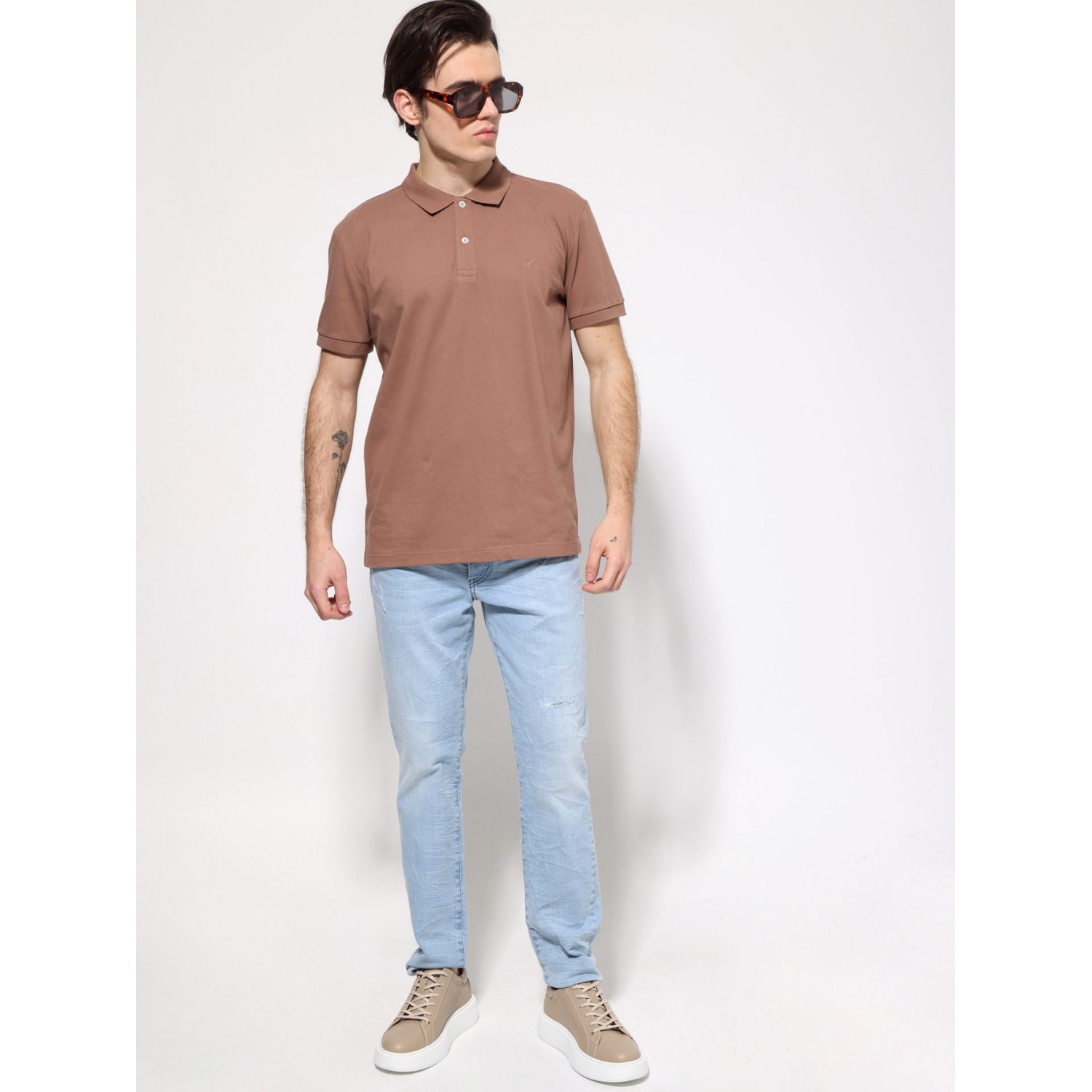 Life Style Butiken Ανδρική Κοντομάνικη Μπλούζα Polo LS1207070 Καφέ