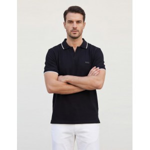 Life Style Butiken Ανδρική κοντομάνικη μπλούζα Polo με γιακά χωρίς κουμπιά LS12631080 Black