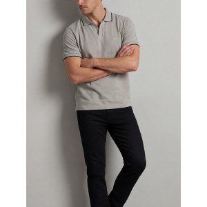 Life Style Butiken Ανδρική κοντομάνικη μπλούζα Polo με γιακά χωρίς κουμπιά LS12631080 Γκρι