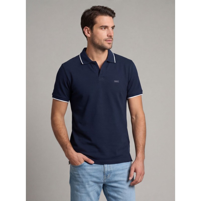 Life Style Butiken Ανδρική κοντομάνικη μπλούζα με γιακά Polo χωρίς κουμπιά LS12631080 Navy Ανδρικά