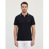 Life Style Butiken Ανδρική κοντομάνικη μπλούζα Polo με γιακά χωρίς κουμπιά LS12631080 Black 3