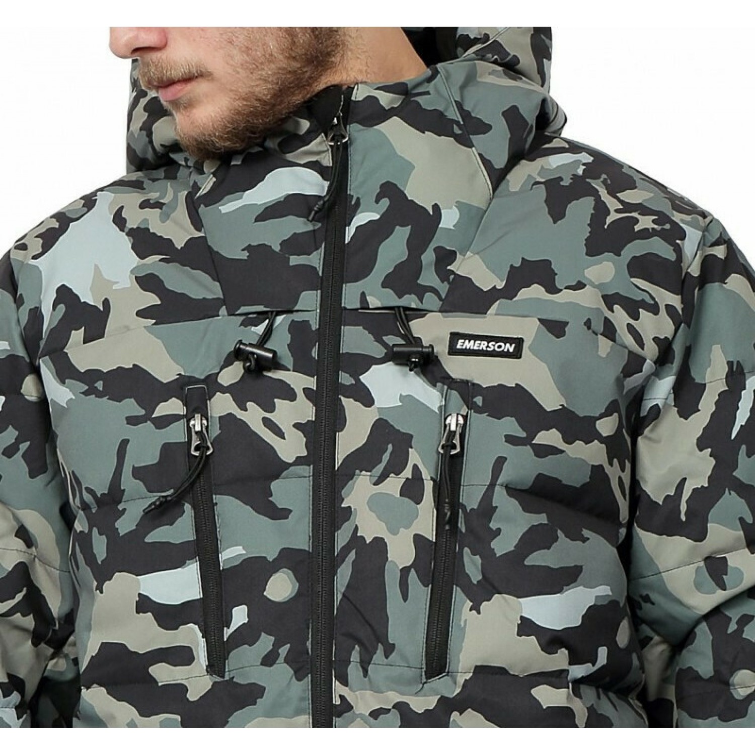 Emerson 202.EM10.15 Ανδρικό Μπουφάν Puffer Αδιάβροχο για Χειμώνα Olive Camo