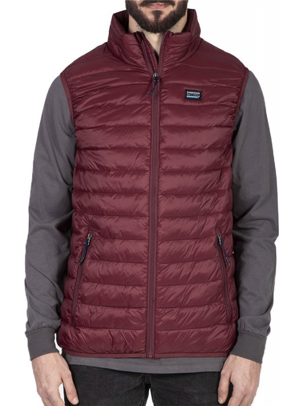 Emerson 202.EM10.140 Αμάνικο Ανδρικό Μπουφάν Puffer για Άνοιξη Wine