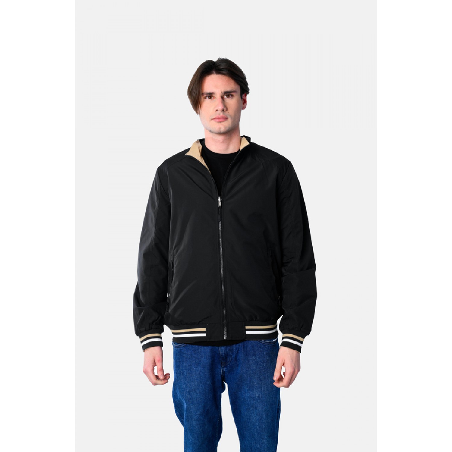 Life Style Butiken Ανδρικό λεπτό μπουφάν διπλής όψεως LS12548201 Black