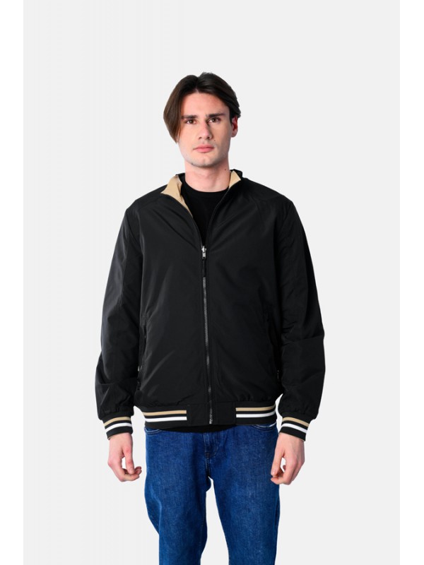 Life Style Butiken Ανδρικό λεπτό μπουφάν διπλής όψεως LS12548201 Black