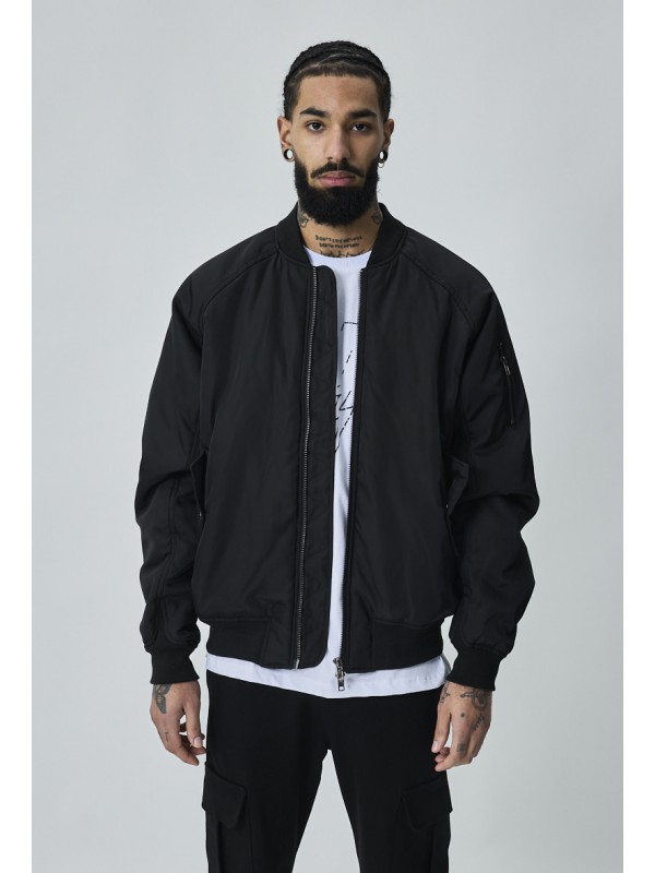 Life Style Butiken Ανδρικό ελαφρύ Bomber μπουφανάκι oversized LS11730 Black