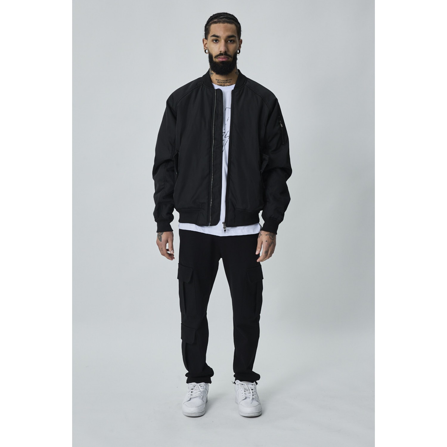 Life Style Butiken Ανδρικό ελαφρύ Bomber μπουφανάκι oversized LS11730 Black