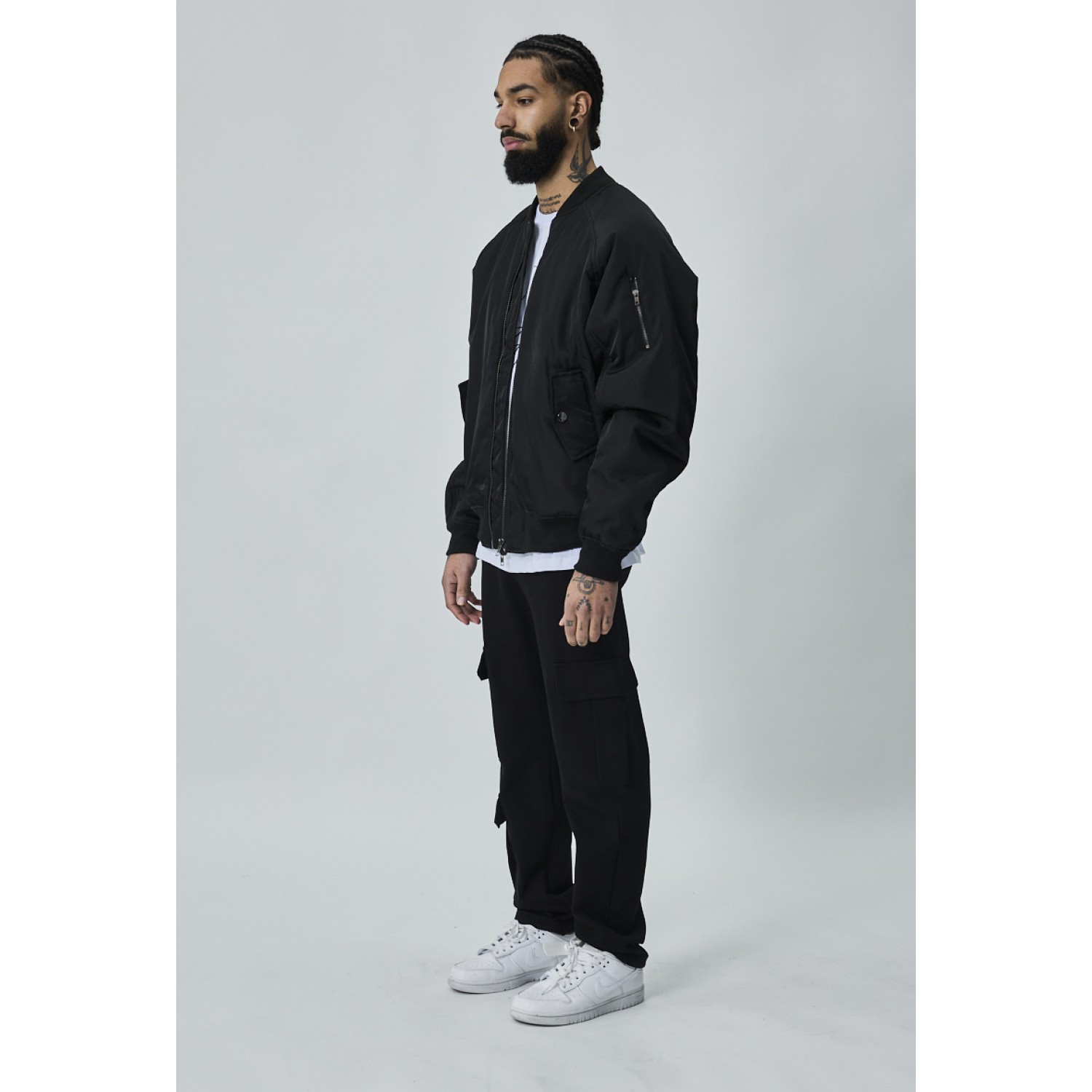 Life Style Butiken Ανδρικό ελαφρύ Bomber μπουφανάκι oversized LS11730 Black