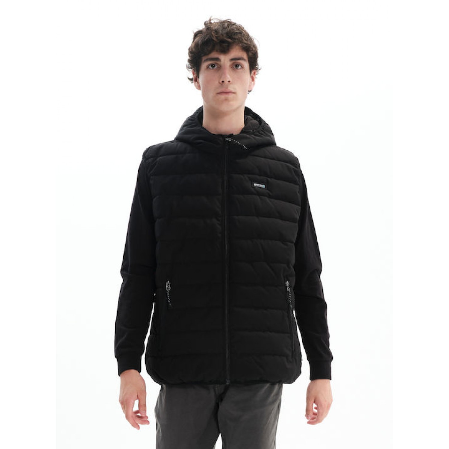 BASEHIT ΑΝΔΡΙΚΟ ΑΜΑΝΙΚΟ ΜΠΟΥΦΑΝ PUFFER ΜΕ ΚΟΥΚΟΥΛΑ 222.BM10.131 Black