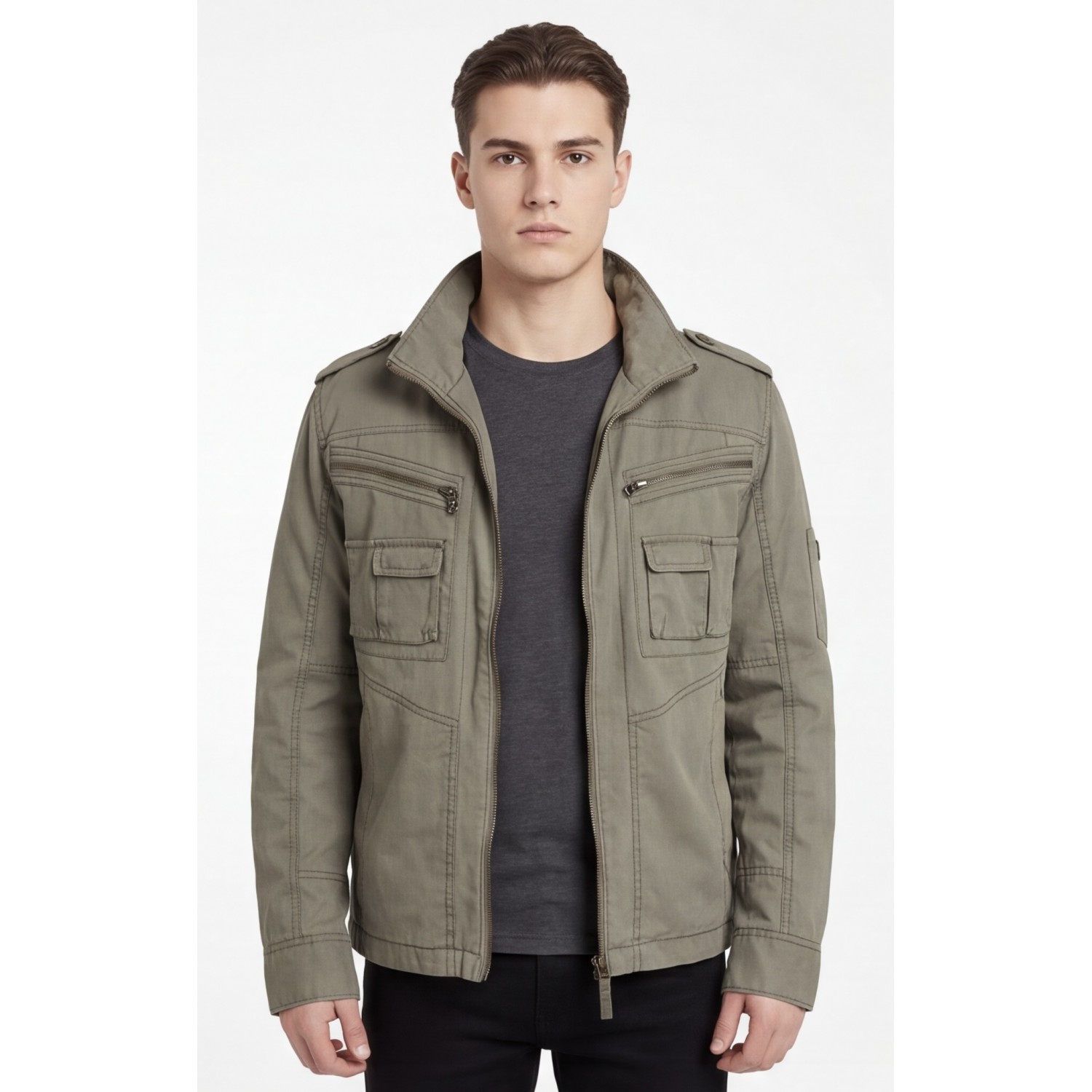 Life Style Butiken Ανδρικό Ελαφρύ Μπουφάν Βαμβακερό Cargo LS1512 Army Khaki Ανδρικά