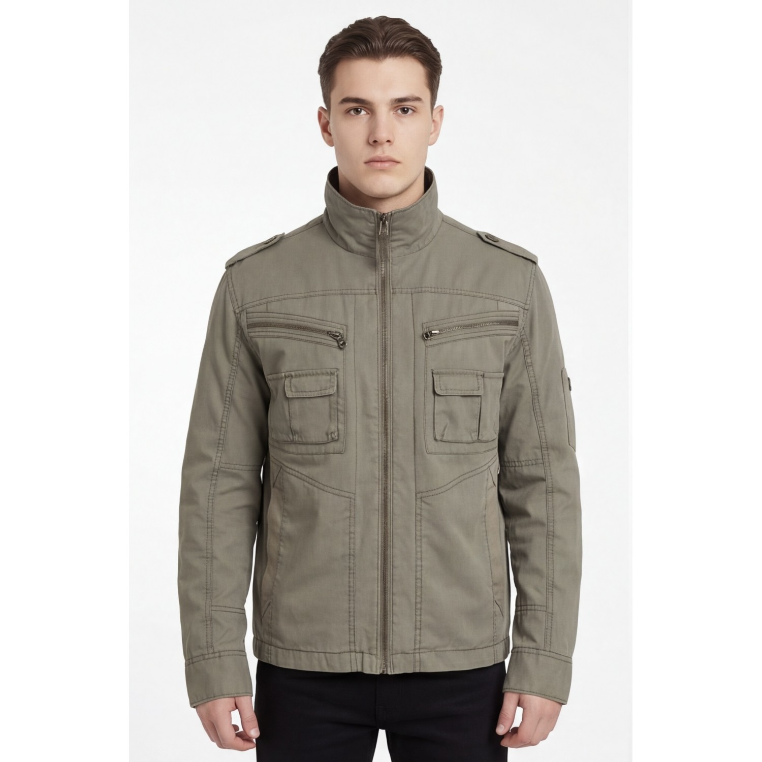 Life Style Butiken Ανδρικό Ελαφρύ Μπουφάν Βαμβακερό Cargo LS1512 Army Khaki Ανδρικά