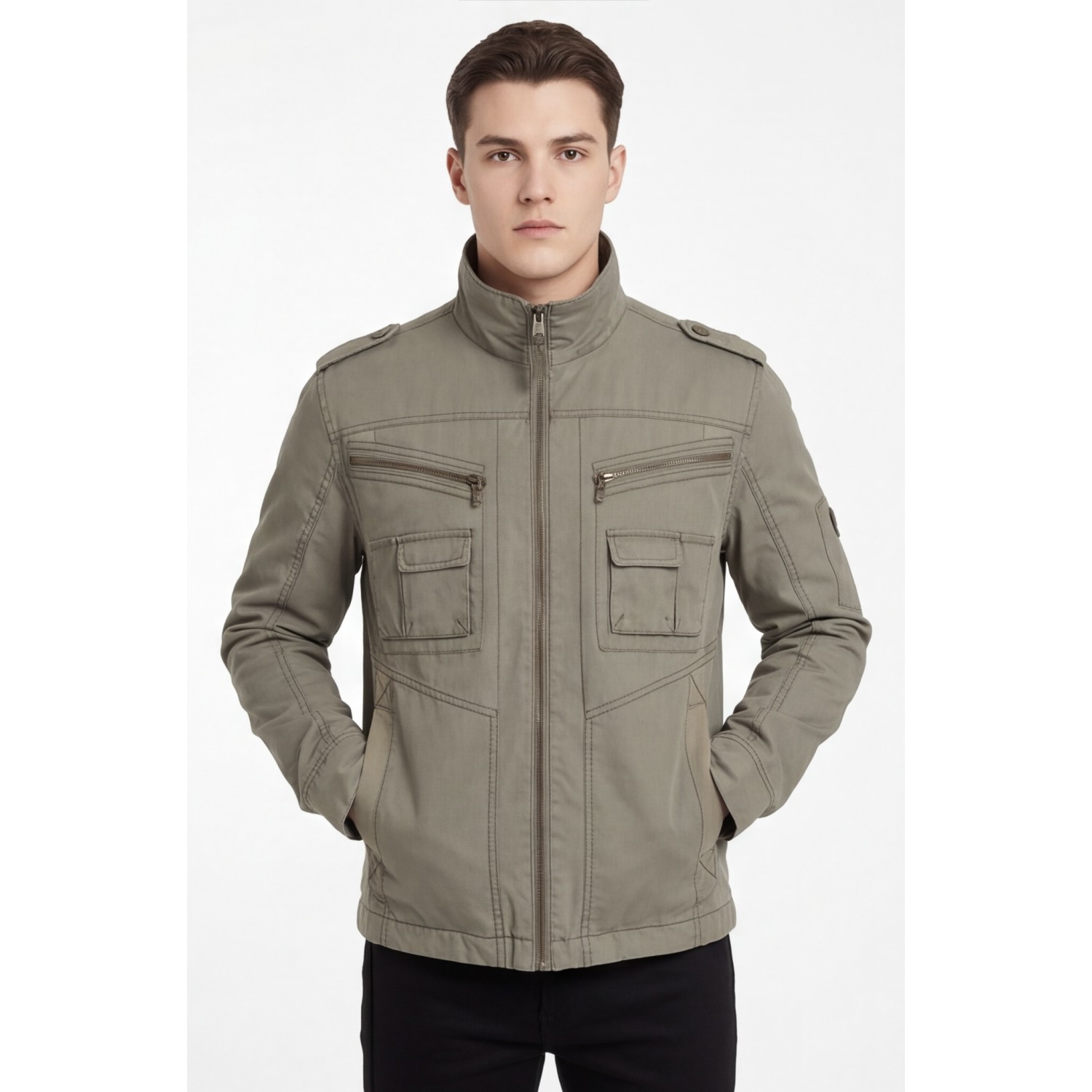 Life Style Butiken Ανδρικό Ελαφρύ Μπουφάν Βαμβακερό Cargo LS1512 Army Khaki Ανδρικά
