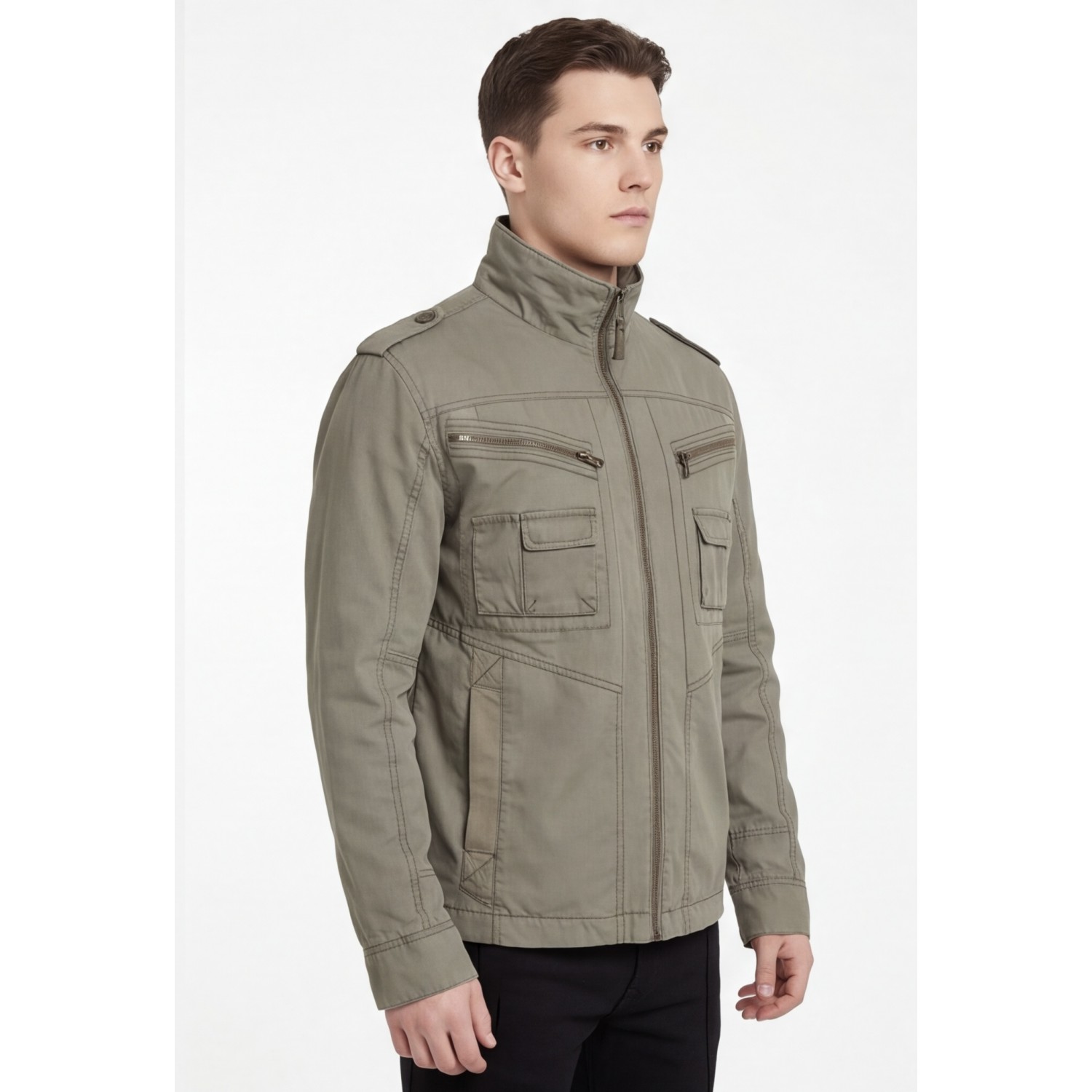 Life Style Butiken Ανδρικό Ελαφρύ Μπουφάν Βαμβακερό Cargo LS1512 Army Khaki Ανδρικά