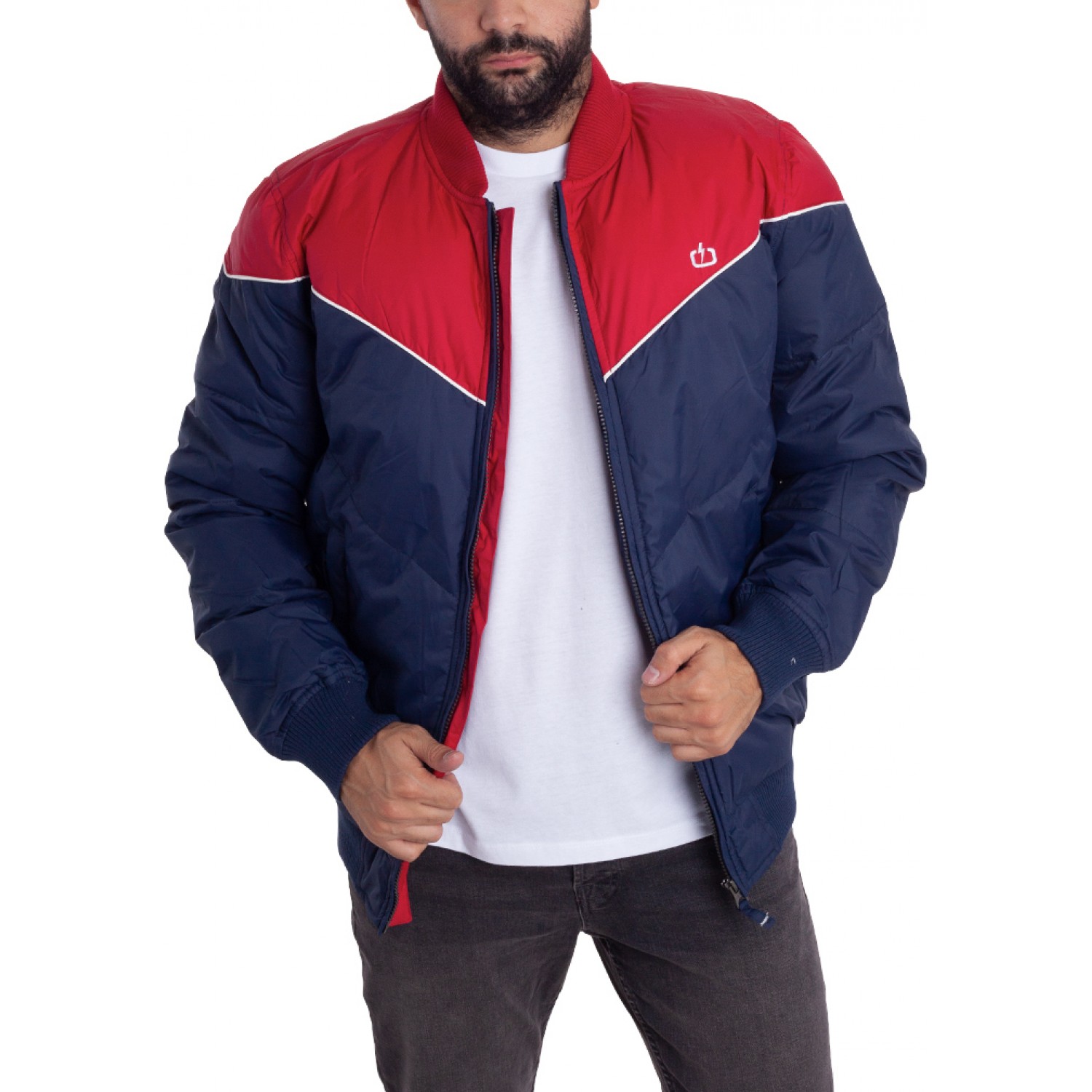 Emerson 182.EM10.136 Ανδρικό Μπουφάν Bomber για Χειμώνα Μπλε κόκκινο 