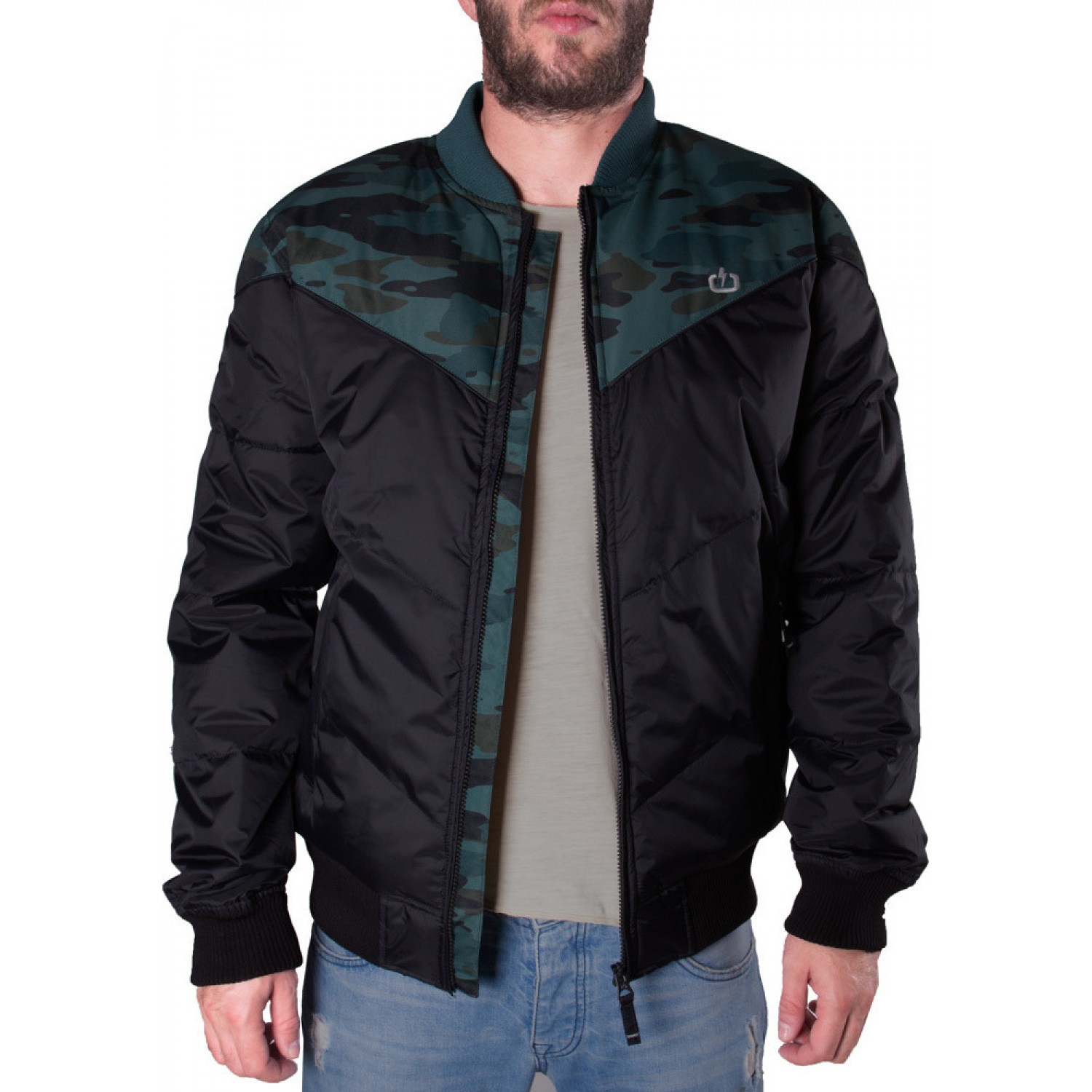 Emerson 182.EM10.136 Ανδρικό Μπουφάν Bomber για Χειμώνα Μαύρο