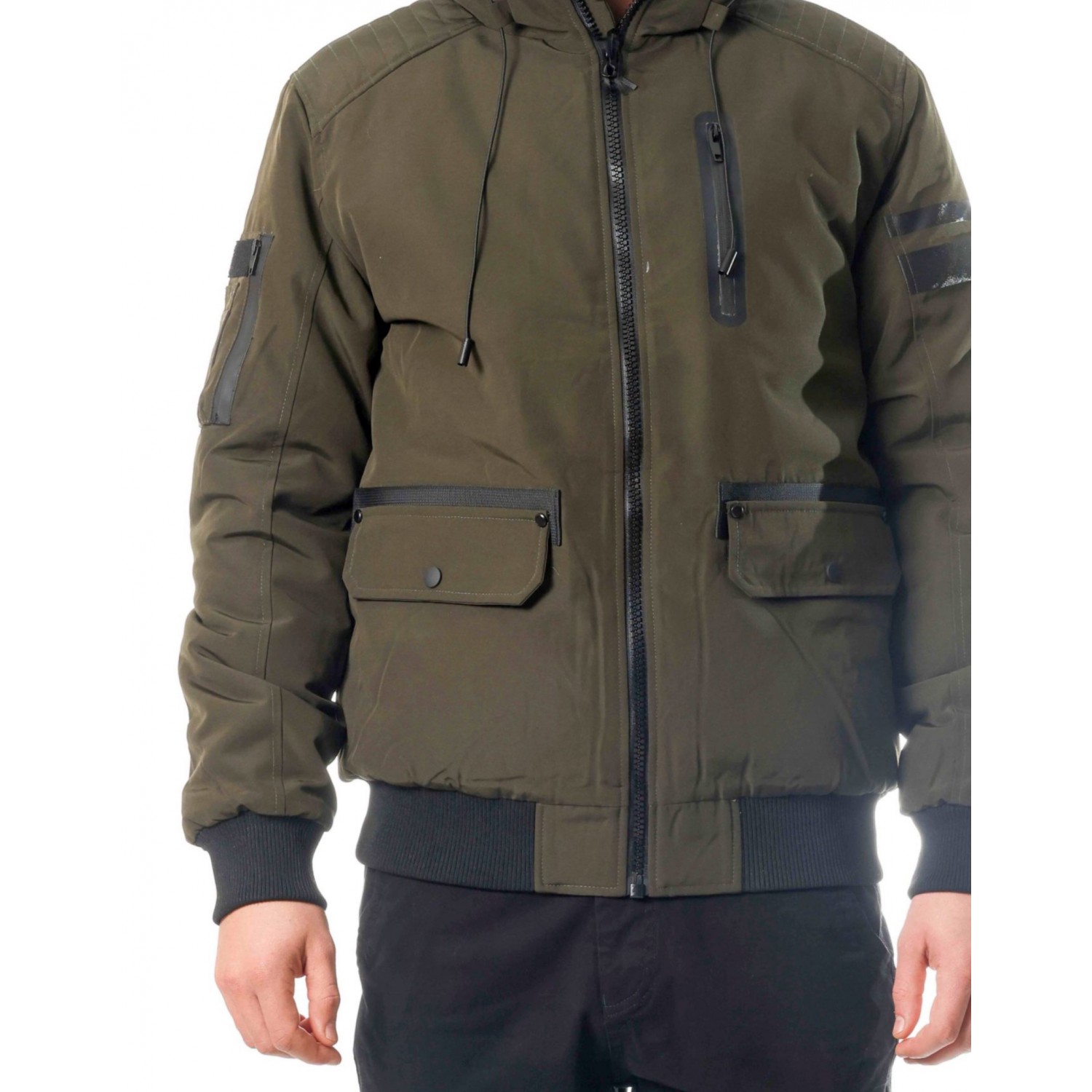 Paco & Co Ανδρικό μπουφάν με κουκούλα 2298420 Χακί