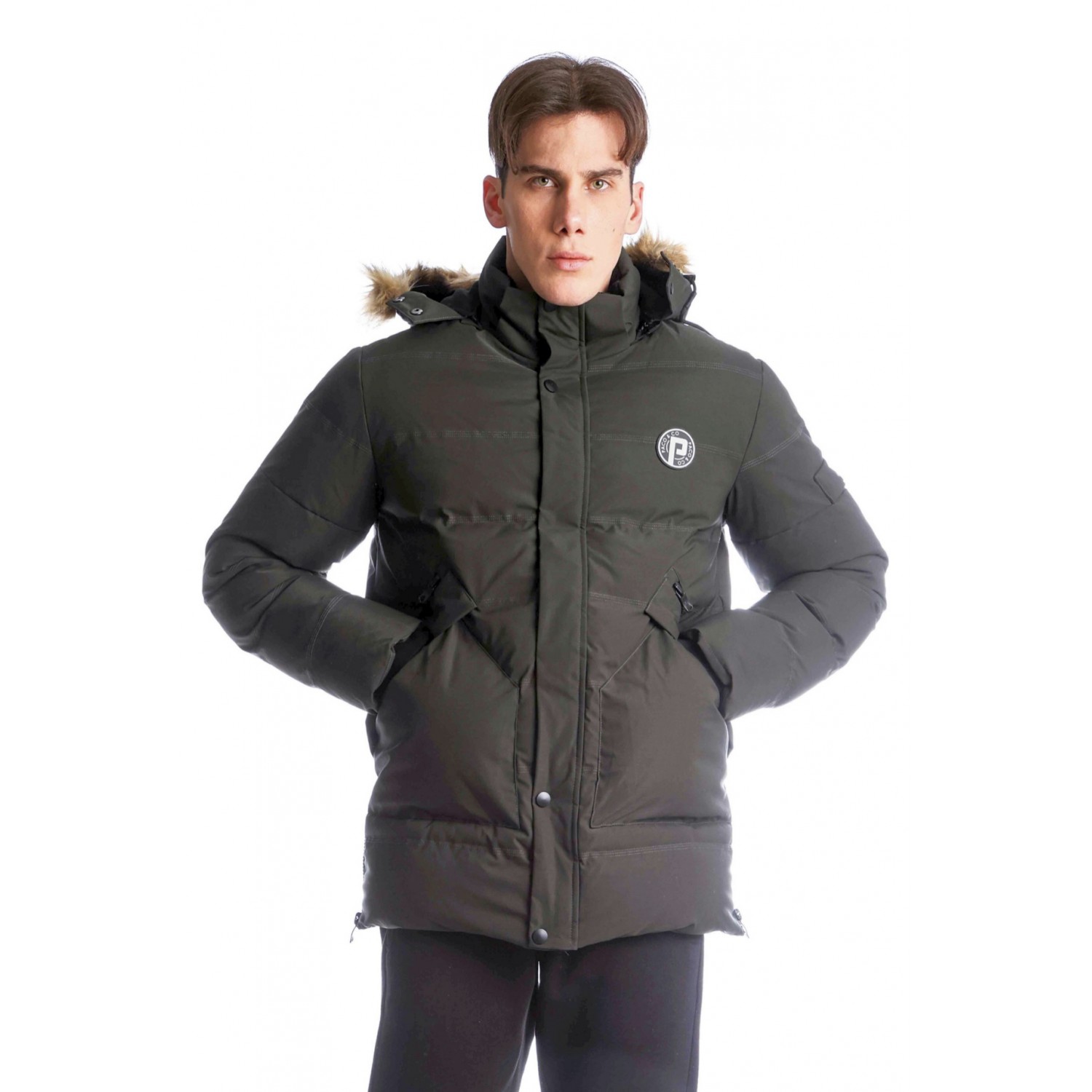 Paco & Co Ανδρικό μπουφάν παρκά με κουκούλα 2298408 Χακί