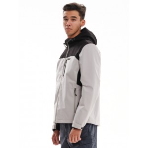 Emerson Ανδρικό Μπουφάν με Κουκούλα 232.EM10.10 Beige/Black Κανονική Εφαρμογή 