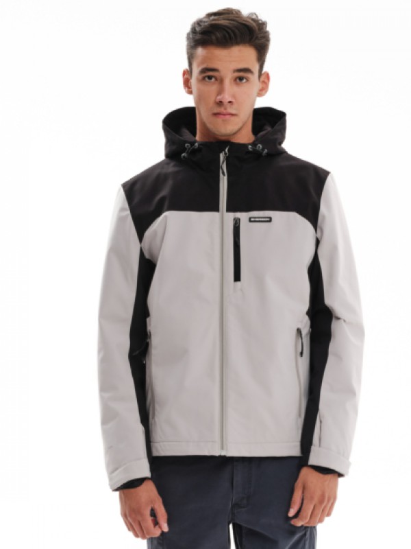 Emerson Ανδρικό Μπουφάν με Κουκούλα 232.EM10.10 Beige/Black Κανονική Εφαρμογή 