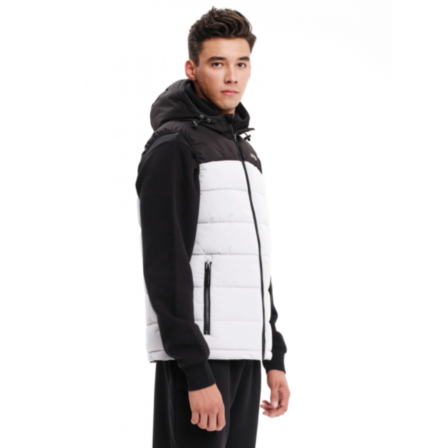 Emerson Ανδρικό Αμάνικο Μπουφάν Puffer με Κουκούλα 232.EM10.95 Ice/Black Κανονική Εφαρμογή