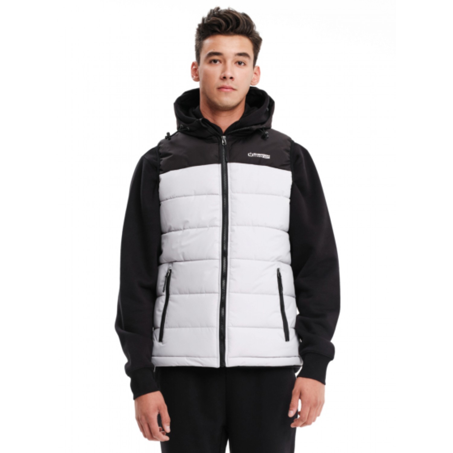 Emerson Ανδρικό Αμάνικο Μπουφάν Puffer με Κουκούλα 232.EM10.95 Ice/Black Κανονική Εφαρμογή