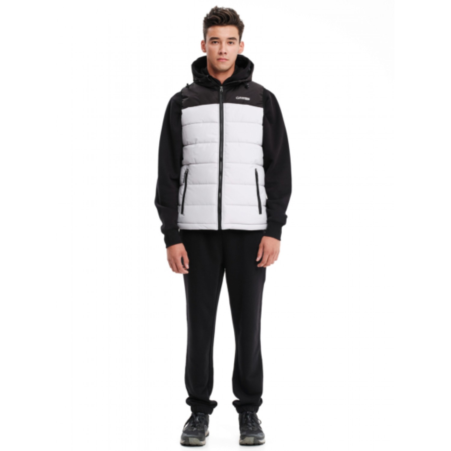 Emerson Ανδρικό Αμάνικο Μπουφάν Puffer με Κουκούλα 232.EM10.95 Ice/Black Κανονική Εφαρμογή