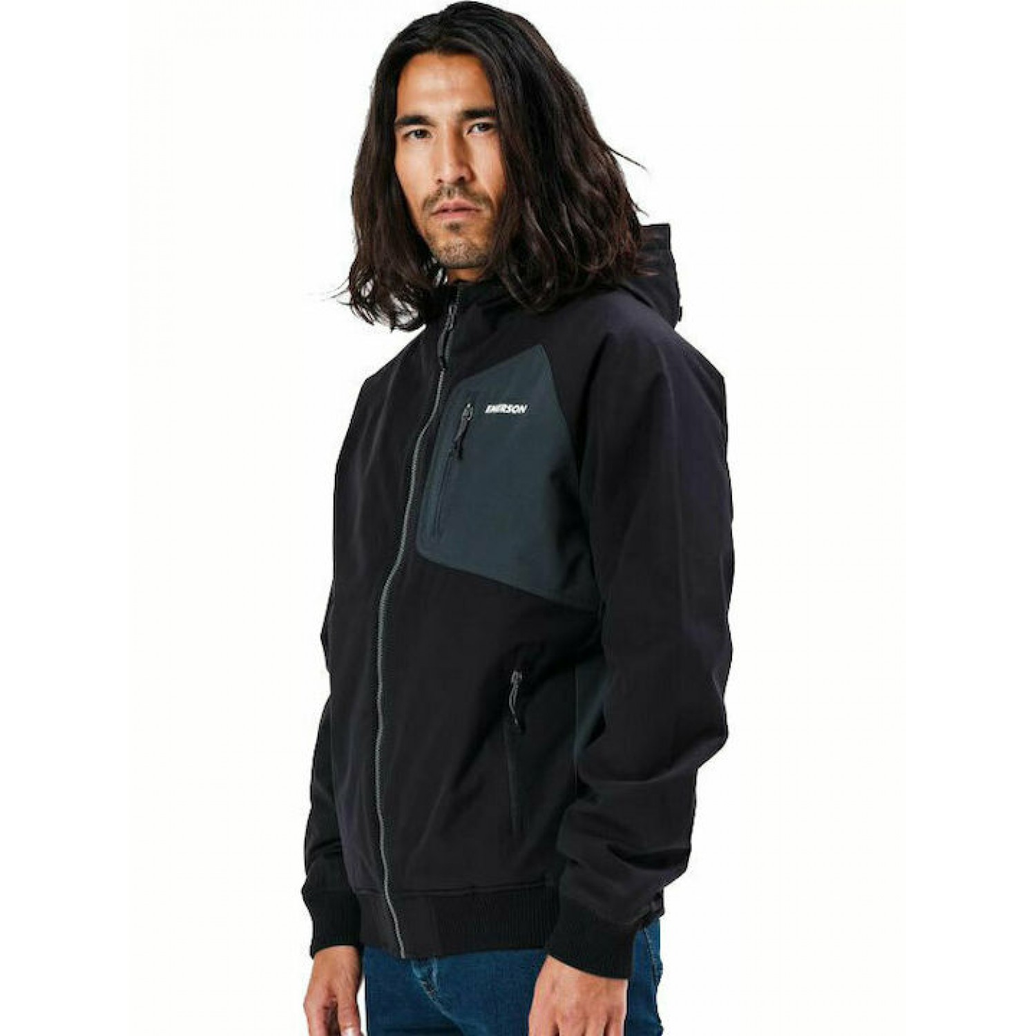 Emerson 212.EM10.32 BLACK Ανδρικό Χειμωνιάτικο Μπουφάν Bomber Αδιάβροχο και Αντιανεμικό